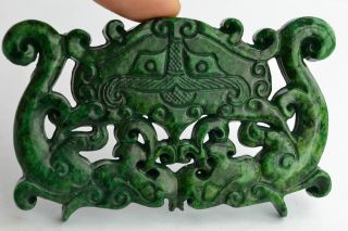 China Rare Collectibles Old Handwork Jade Carving Dragon Statue photo