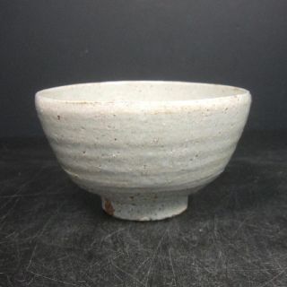 F069: Japanese Karatsu Pottery Ware Tea Bowl With Appropriate Glaze. photo