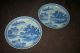 Antique 19th Pair Of Chinese Blue & White Export China Canton Plates Charger Plates photo 1