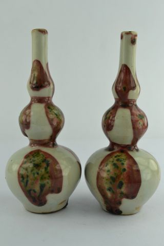 Asian Old Collectibles Decorated Wonderful Handwork Porcelain Pair Vase Aaaaa photo