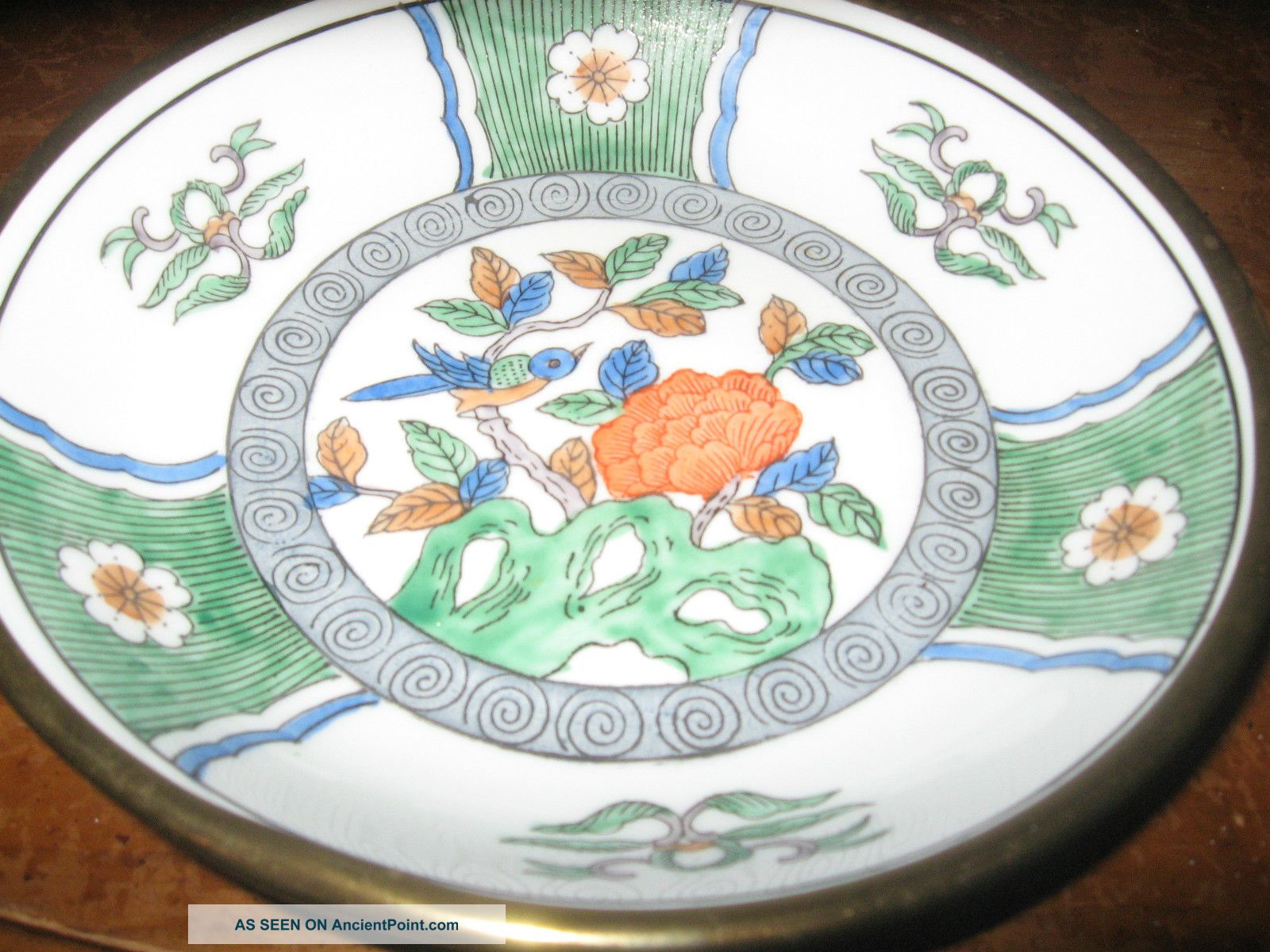 Antique Hand Painted Bowl From Hong Kong By W.  O.  C.  O Plates photo