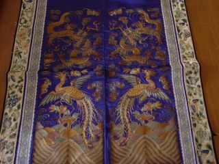 Pr.  Of Antique Chinese Gold/silver Embroidery Robe Panels Dragon & Phoenix photo