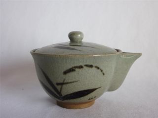 Japanese Karatsu Ware Teapot Hobin W/sign; Tasteful Drawing/ 232 photo