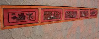 Asian Carved Wood Panel Wall Hanging 8 X 77 