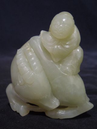 15.  A Chinese Celadon Jade Carving Of A Boy And Cow Probably18th To 19th C photo