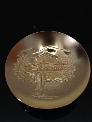 107 ~kinpai Kinkaku - Ji Temple & Maiko Golden Sake Cup K24gp~ Japanese Antique photo