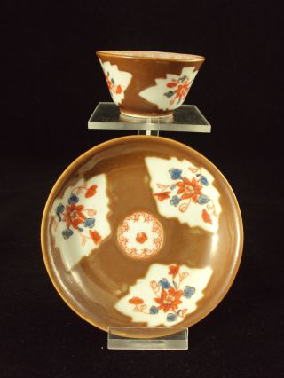 A Chinese Porcelain Batavia Brown/imari Cup And Saucer,  Qianlong Period photo