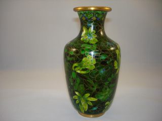 Chinese Antique Cloisonne Vase 6 Inch Tall Jade Color photo