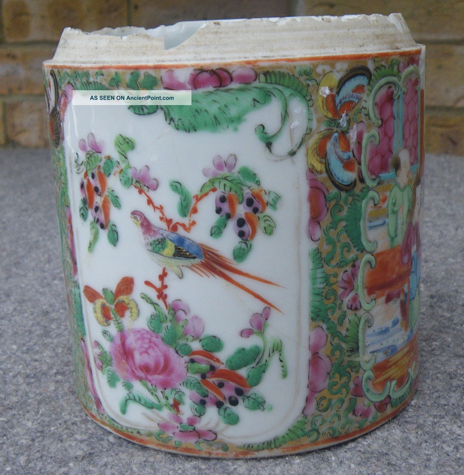 Antique Chinese Canton Famille Rose Hand Painted Porcelain Pot Pots photo