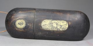 Chinese Handwork Wood Kid Old Glasses Case photo