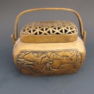 Chinese Bronze Basket W Xuan De Mark Nr photo