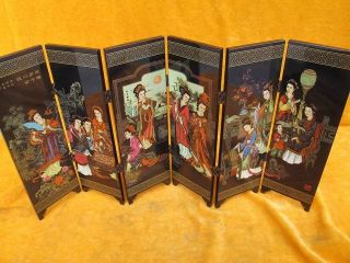 Chinese Ancient Screen Byobu A Dream In Red Mansions Twelve Beauty Vivid photo
