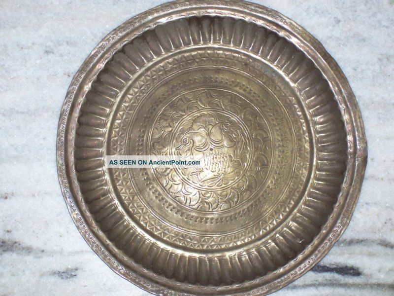 An Attractive,  & Nicely Engraved Brass Made Round Tray - From India. India photo