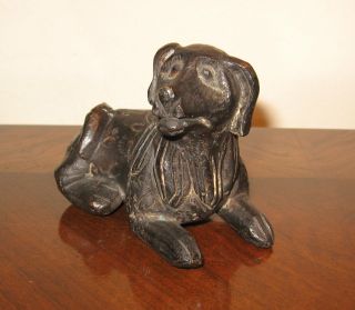 Antique Bronze Ceylon Sri Lanka Dog Statue photo