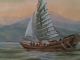 Old Master Japanese Watercolor Sail Boats On Seascape,  Signed Paintings & Scrolls photo 5