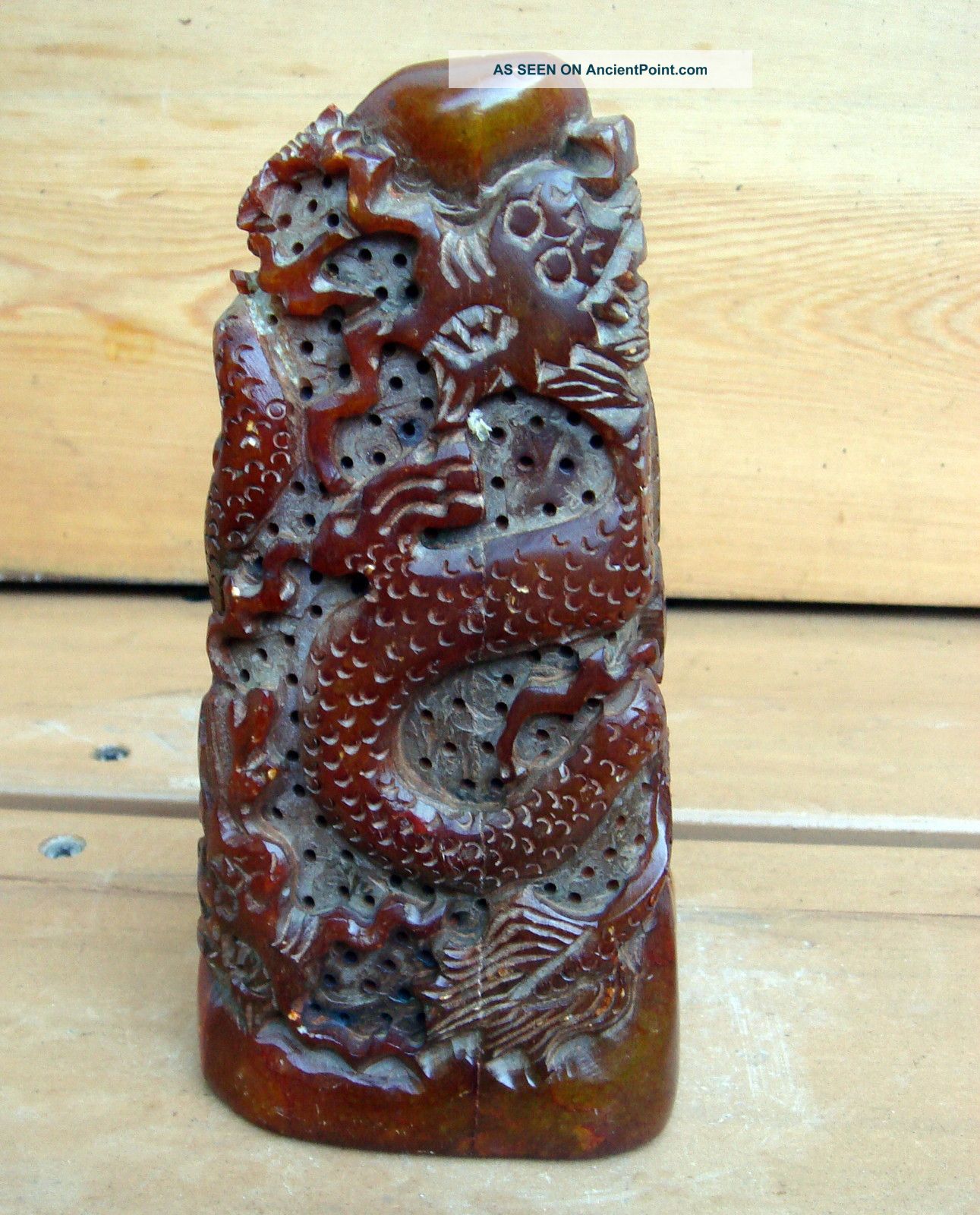 Antique Chinese Asian Large Dragon Soapstone Seal Chop Plates photo