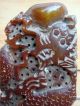 Antique Chinese Asian Large Dragon Soapstone Seal Chop Plates photo 7