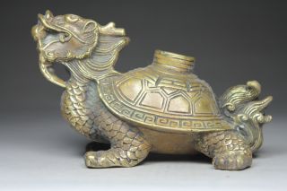 Chinese Old Copper Handwork Dragon Statue photo