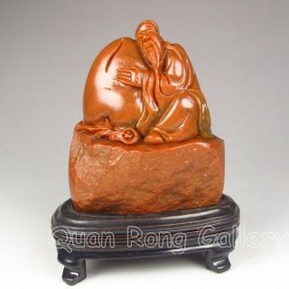 Chinese Shoushan Stone Statue - Longevity Taoism Deity Nr photo