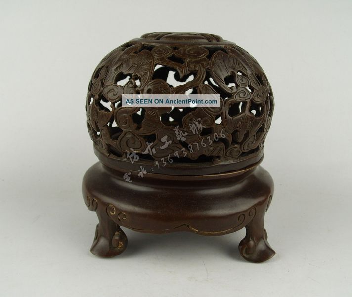 Chinese Bronze Incense Burner W Buddha & Xuande Mark Incense Burners photo