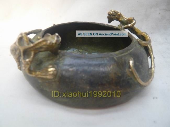 Collectible Chinese Old Brass Dragon Censer/incense Burner Incense Burners photo
