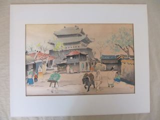 Woodblock Print By Hiroshi Mamoru - Early Korean Village Scene photo