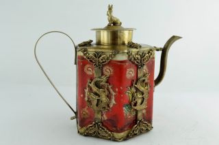 China Rare Collectibles Old Decorated Handwork Porcelain Dragon Tea Pot photo