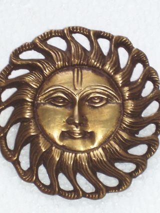 A Very Attractive & Nicely Engraved Brass Made Sun Face Wallhanging (india). photo