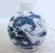 Chinese Blue & White Porcelain Snuff Bottle W/ Dragons & 4 Qianlong Marks Snuff Bottles photo 3