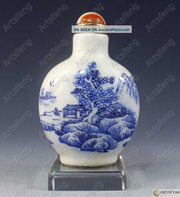 Sa553 Chinese Elegant Blue White Porcelain Snuff Bottle Paintings & Scrolls photo