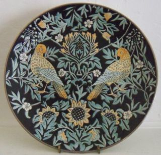 Asian Enameled Porcelain Plate _birds And Flowers_black,  Yellow And Teal Colors photo