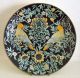 Asian Enameled Porcelain Plate _birds And Flowers_black,  Yellow And Teal Colors Plates photo 2