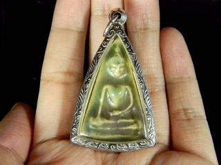 Rare 600 Yrs Celadon Phra Pong Suphan Pim Na Kaa Back Rama V Thai Buddha Amulet photo