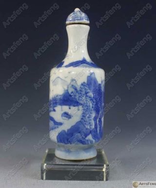 Sa585 Hand Made Blue White Porcelain Snuff Bottle photo