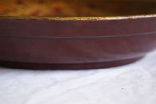 Chinese Antique Ceremonial Bowl Plate Platter Dish Lacquer Buddha Iron Red Gold photo