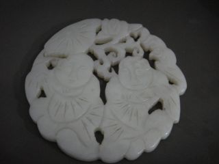 Antique Chinese Hetian White Jade Pendant Children Angel 18 - 19th Qing photo