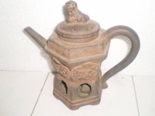 Old Chinese Hexagonal Clay Tea Pot - Marked photo