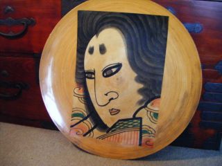 Cedar Wood Dish Plate Japanese Samurai Tansu Chest Box Armor Kabuto Kabuki Kite photo