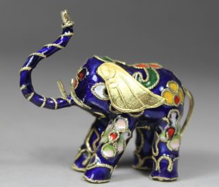 Chinese Handwork Cloisonne Elephant Old Statues photo