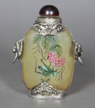 Chinese Handwork Painting Insect Old Glass Snuff Bottle photo