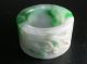 Acoin Old Burma Green Jade Thumb Ring Carved Picture 21mm/30mm Vr Vf Rings photo 1