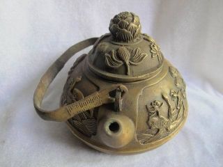Lotus Teapot Copper Chinese Old Ancient Handle photo