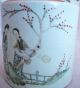 Antique Chinese Famille Rose Hand Painted Teapot With Ladies & Writing (6.  45 