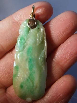 Antique Chinese Natural Jade & Gold Pendant photo