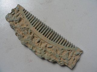 Chinese Bronze Ancient Comb Carven Arabesquitic Old Exquisite photo