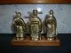 Vintage Set Three Chinese Immortals - Solid Gilted Brass On Wooden Stand Buddha photo 1
