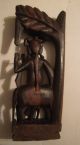 Antique Wood Carving Of A Woman And Animal 15 1/2 Inches Tall Other photo 1