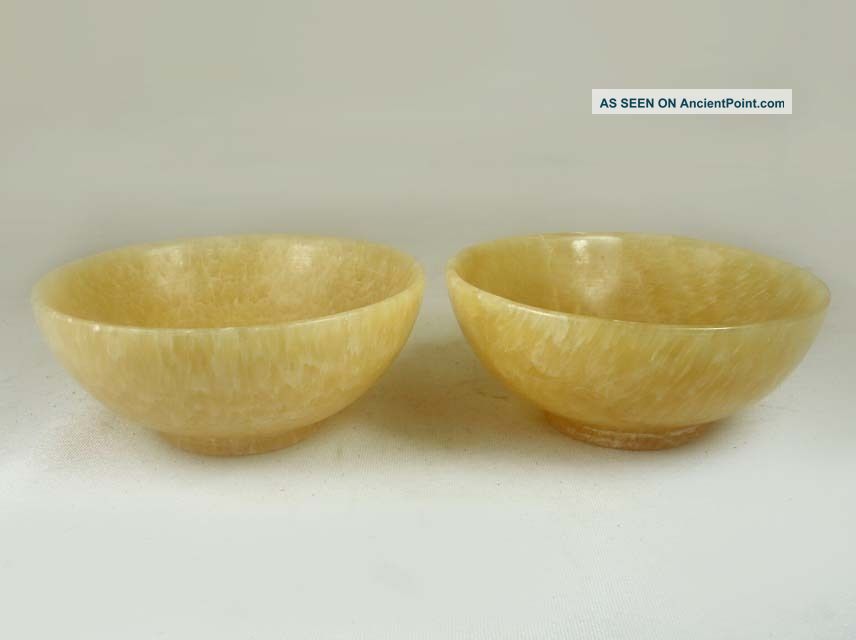 Pair Of Chinese Yellow Jade Stone Bowl Other photo