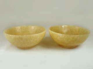 Pair Of Chinese Yellow Jade Stone Bowl photo