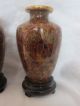 Pair Of Cloisonne Vases - Chrysanthemum,  With Carved Wooden Stands Vases photo 2